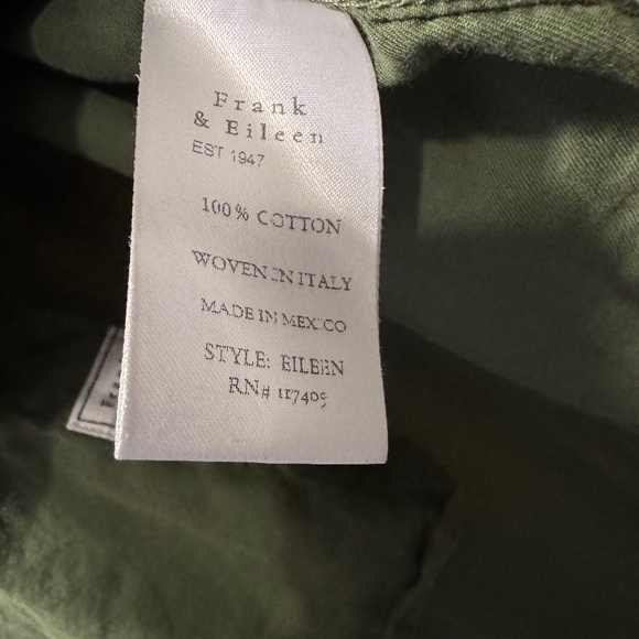 Frank & Eileen “Eileen” 100% Italian Cotton Button Down Shirt – Olive Green – S - Picture 5 of 5